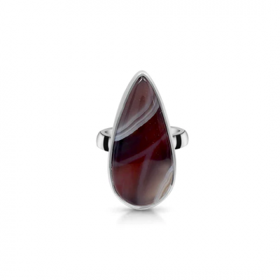 Statement Red Botswana Agate Ring: Embodying Elegance and Meaning: 