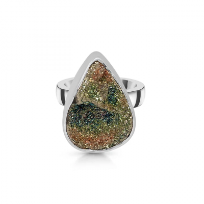 Traditional Statement Spectropyrite Druzy Ring For every Occasion: 