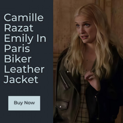 Camille Razat Emily In Paris Biker Leather Jacket: 