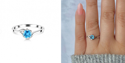 Exquisite Dainty Swiss Blue Topaz Ring to Adore: 