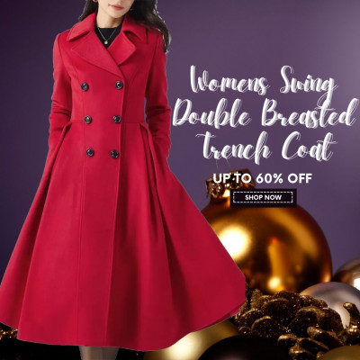 Womens Swing Double Breasted Trench Coat: 
