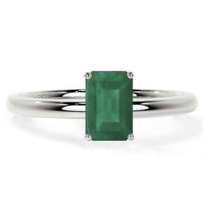 Emerald Emerald Cut Traditional Solitaire Ring (0.60cts.): 