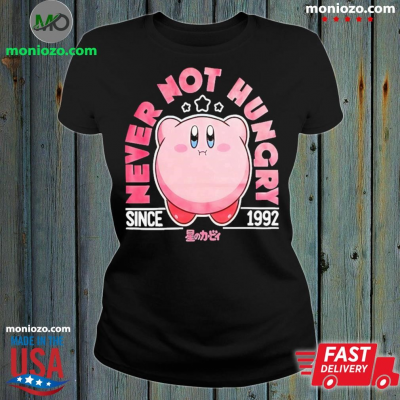 Official Kirby never not hungry since 1992 nintendo T-Shirt: 