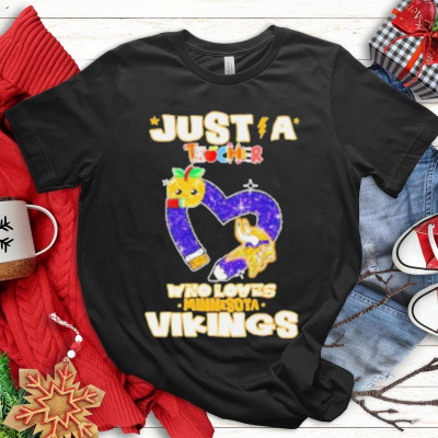 Official Just a teacher who loves Minnesota Vikings diamond heart Trending Shirt: 