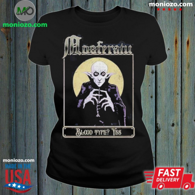 Official Nosferatu Vampire And Moon Blood Type Long Sleeve T-Shirt: 