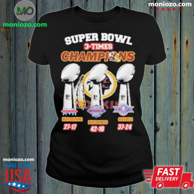 Official Super Bowl 3 Times Champions Washington Commanders Best Selling T-Shirt: 