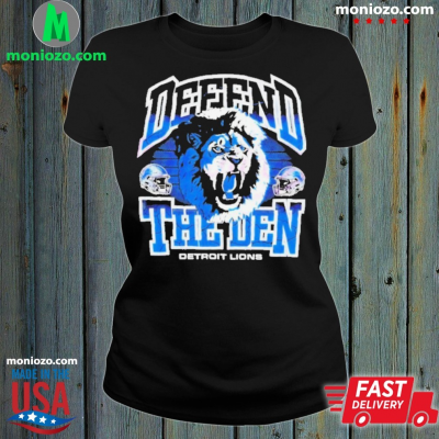 Official Defend The Den Detroit Lions Mascot Vintage Helmet t-shirt: 