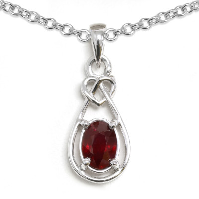 Classic Oval Ruby Solitaire Necklace: 