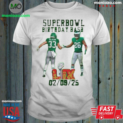 Official Super Bowl 2025 Number 26 Saquon Barkley & Number 33 Cooper Dejean Birthday Bash 02 09 2025 T-shirt: 
