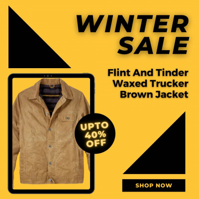 Flint And Tinder Waxed Trucker Brown Jacket: 