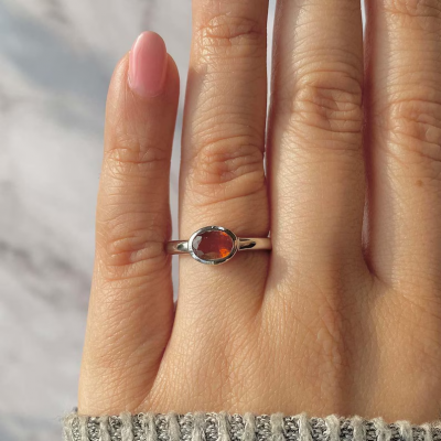 Radiant Orange Kyanite Ring in Sterling Silver: 