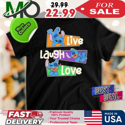 Official Stitch Live Laugh Love Shirt: 