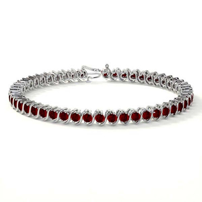 Shop Natural Ruby Bracelet in 14K White Gold: 