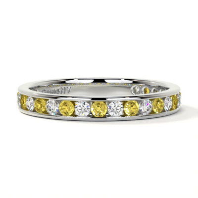 0.91cttw-Yellow Sapphire Round Channel Wedding Ring: 