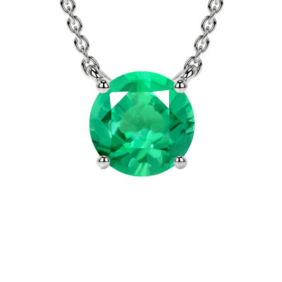 Emerald Round Classic Solitaire Pendant: 