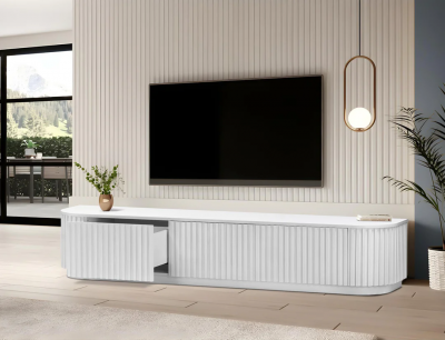 Marty 2.4m TV Entertainment Unit - Full White Oak: 
