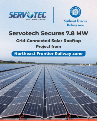 Servotech Secures 7.8 MW Grid-connected Solar Rooftop Project from Northeast Frontier Railway Zone: 