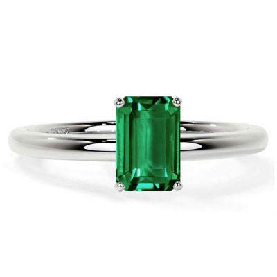 Shop Emerald Cut Traditional Solitaire Emerald Rings: 