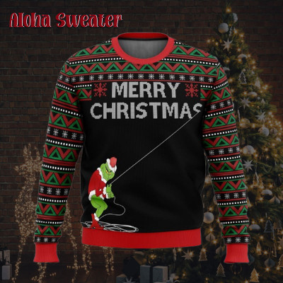 The Grinch Stole Christmas Text Ugly Christmas Sweater: 