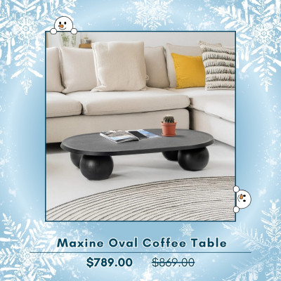 Maxine 140cm Oval Coffee Table – Bold, Black & Beautiful: 