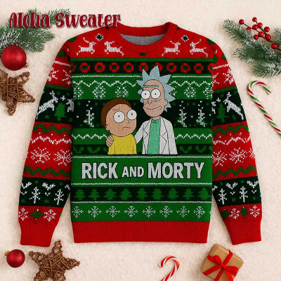 Funny Cartoon Rick And Morty Ugly Christmas Sweater: 