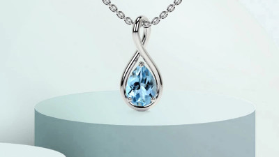 Pear Shape Natural Aquamarine Necklace | GemsNY: 