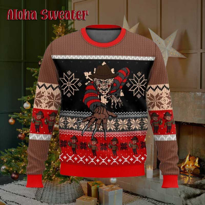 Crawling To You Freddy Krueger Ugly Christmas Sweater: 