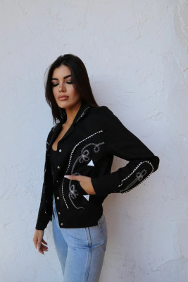 Make a Bold Statement in This H Bar C Black Bolero Women Jacket: 