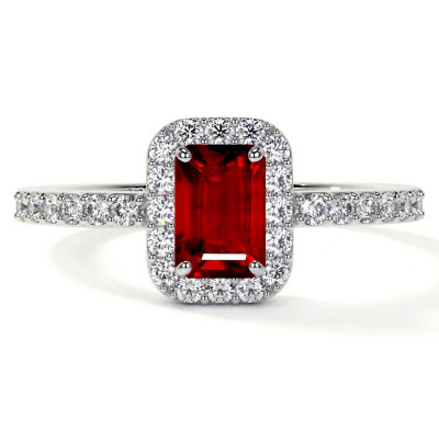 Shop Unique Emerald Cut Ruby Rings: 