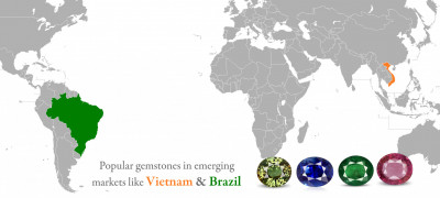Popular gemstones in emerging markets like Vietnam & Brazil: 