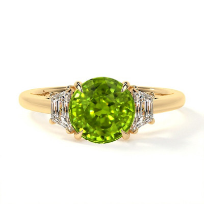 Trapezoid Diamonds Peridot Rings Perfect Gift for Loved Ones: 
