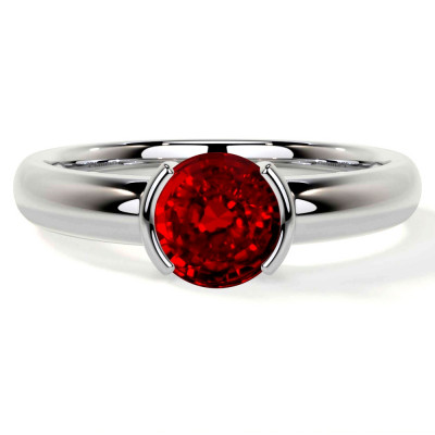 Elegant Round Shape Women Ruby Solitaire Ring: 