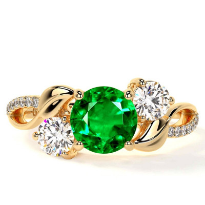 Buy Luxury Emerald Three Stone Engagement Rings for Men at GemsNY: 