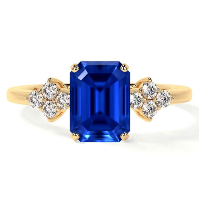 GIA Certified Diamond Womens Sapphire Rings in 18K Gold: 