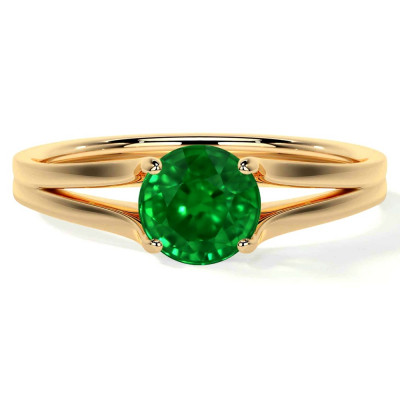 18K Yellow Gold GIA Certified 0.50cts Solitaire Emerald Rings: 