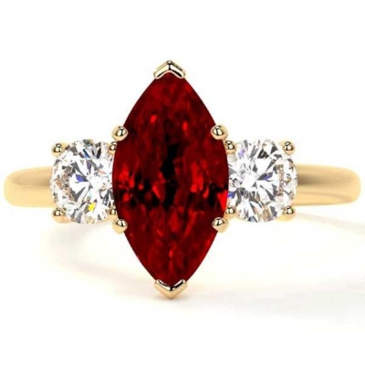 Perfect Three Stone Ruby Gemstone Rings at GemsNY: 