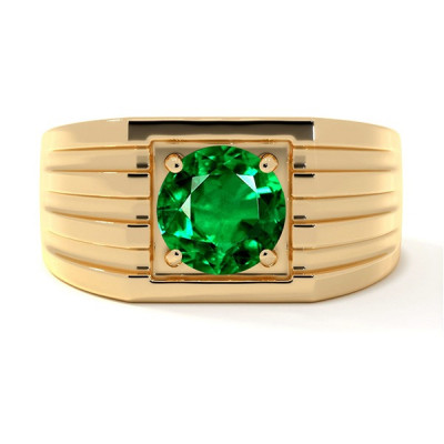 Beautiful Emerald Engagement Rings for Men  in 18K Yellow Gold | GemsNY: 