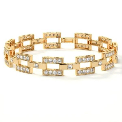 Diamond Bracelet for Men – 3.97 cttw Round Pave Lab Diamond Bracelet for Men: 