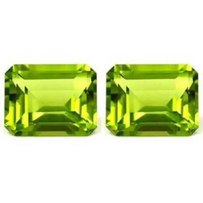 Stunning Peridot Gemstone Pair 7.00 cttw – Emerald Cut, AAA GemsNY: 