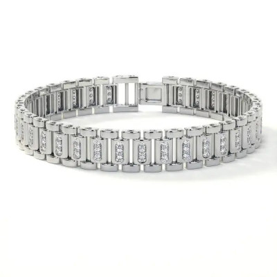 Round Prong Set Diamond Bracelet for Men: 