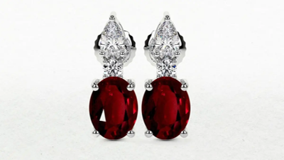 Natural Ruby Earrings Studs in Gold and Platinum at GemsNY: 