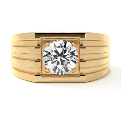 Timeless 18K Yellow Gold Engagement Rings for Men Durable Prong Setting: 
