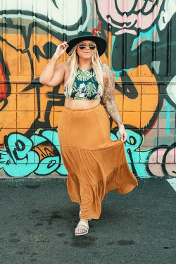 Orange clothing ideas with swimsuit, swimwear, beach looks, classy vacation costume, stylish beach outfits: Plus size outfit  