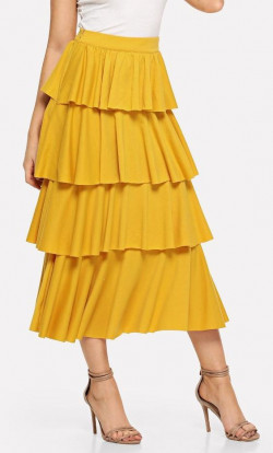 Yellow and white classy outfit with day dress, tulle skirt: Prairie skirt  