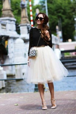 Black top and white tulle skirt outfit Ideas: Ballerina skirt  