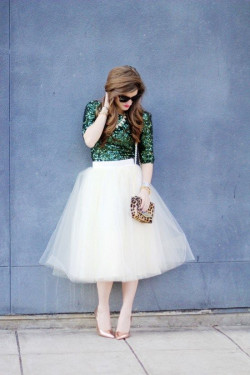 Green top tulle skirt christmas outfit: Ballerina skirt  