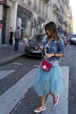 Tulle skirt denim jacket magil tulle skirt, tulle midi skirt: 