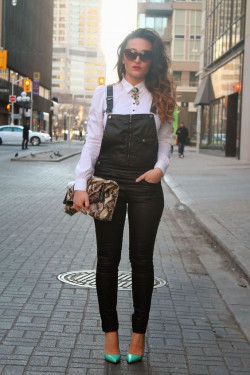 Black overalls with white shirt, fashion, stylish, instagram model, cute hairstyles on dungaree dress,: 