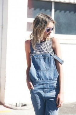 Colour outfit with denim dungaree, jeans, sleeveless top, trendy dangri outfits: 