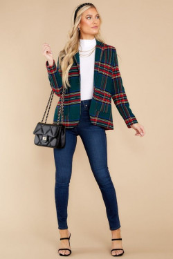 Colour dress with jeans, tartan blazer, white dress shirt, comfy clothing, formal outfits with jeans: 